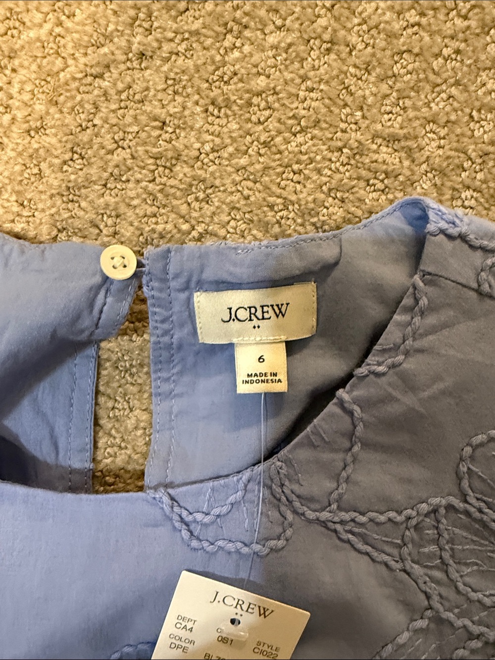 J. Crew Light Blue Embroidered Puff-Sleeve Dress - Picture 3 of 5